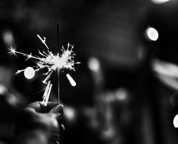 Firework display at night