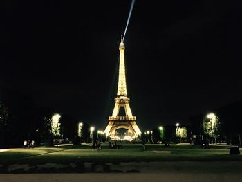 Illuminated building at night