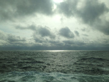 Scenic view of sea against cloudy sky