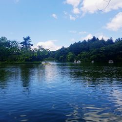 Scenic view of lake against sky