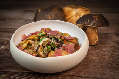 Close-up of food in bowl on table