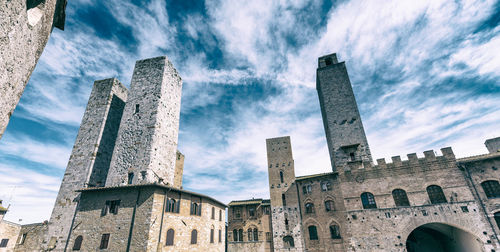 Low angle view of buildings against sky