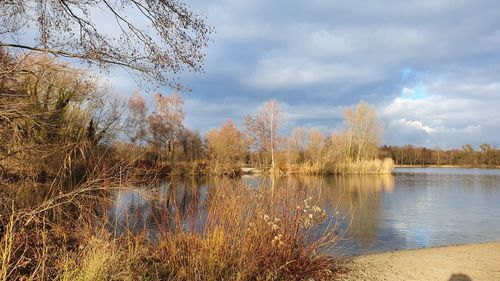 Scenic view of lake against sky