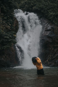 Scenic view of waterfall