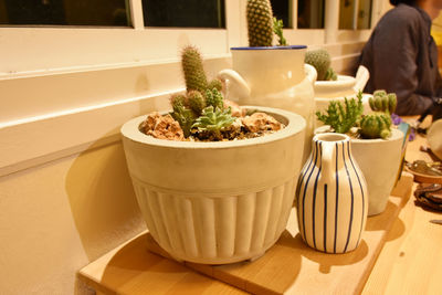 Close-up of potted plants on table