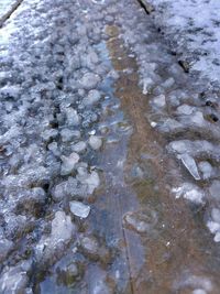 Close-up of frozen water