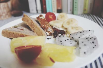 Close-up of food in plate on table