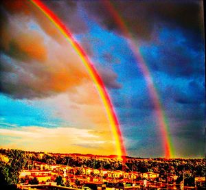 Scenic view of rainbow against sky