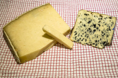 High angle view of bread in plate