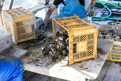 Midsection of man working at market