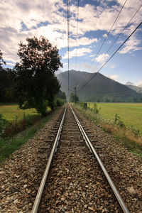 Railroad track at dusk