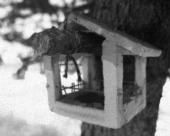 Close-up of birdhouse