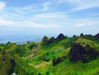 Scenic view of sea against cloudy sky