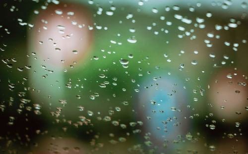 Close-up of raindrops on glass