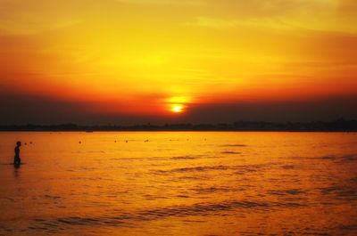 Scenic view of sunset over sea