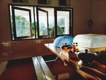 Glass of table at home