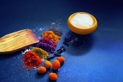 Close-up of various spices on table