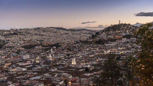 High angle view of buildings in city