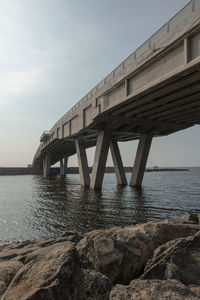 Bridge over sea against sky