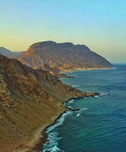 Scenic view of sea against clear sky