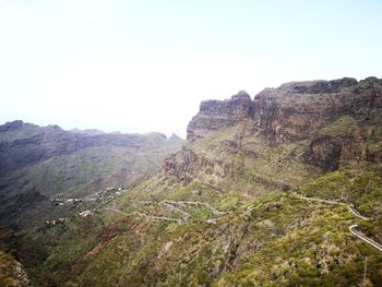 Scenic view of mountains against clear sky