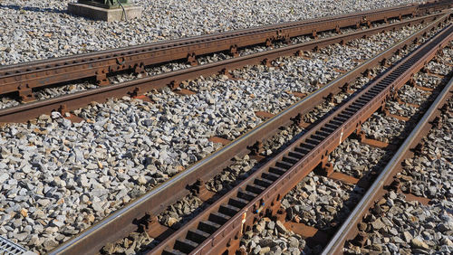 High angle view of railroad tracks