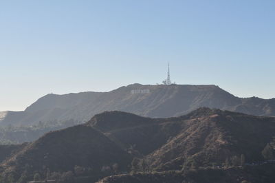 View of mountain range against clear sky