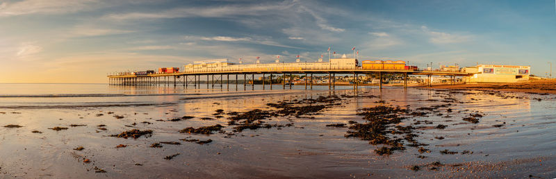 View of beach at sunset