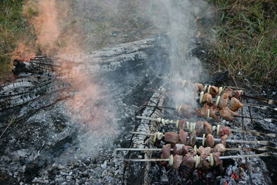 Meat on barbecue grill