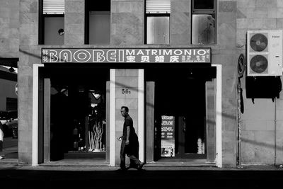 Woman standing in city