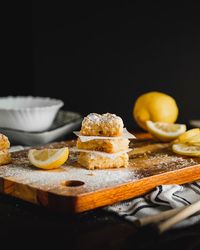 Close-up of bread on cutting board