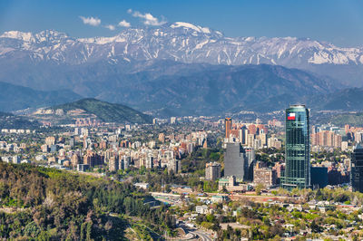 High angle view of townscape against sky