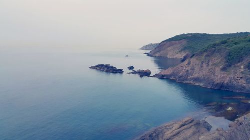 Scenic view of sea against clear sky
