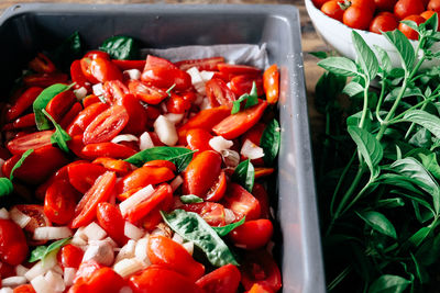 Close-up of tomatoes in container