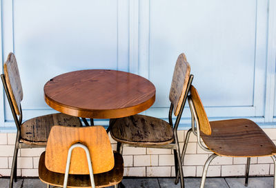 Chairs and table at outdoor cafe