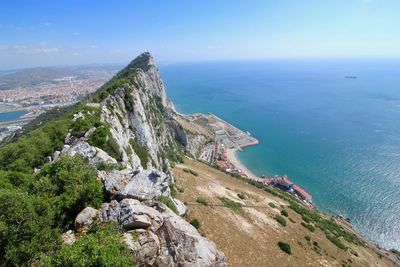 High angle view of sea against sky