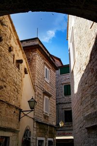 Low angle view of built structure against sky