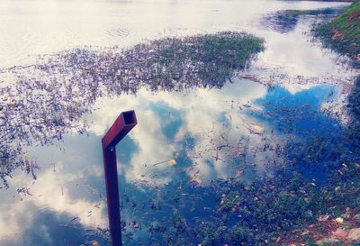 Reflection of trees on lake against sky