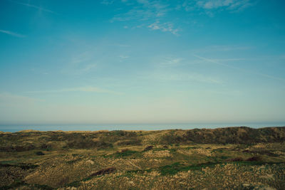 North german dune landscape on with meadow in sunlight