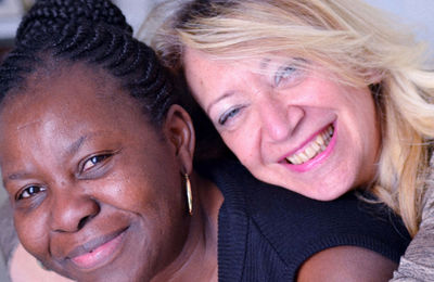 Close-up portrait of smiling women