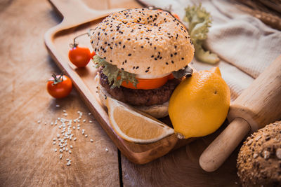 Fruits on cutting board