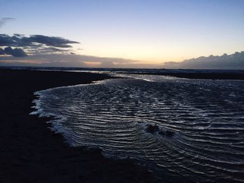Scenic view of sea against sky at sunset