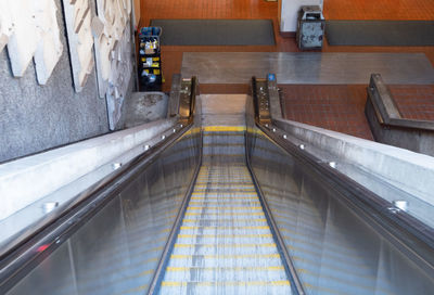High angle view of escalators on escalator
