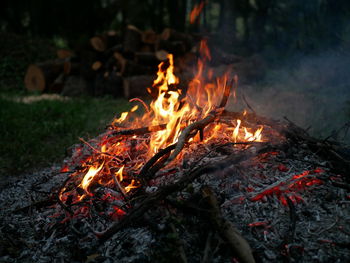 Close-up of bonfire