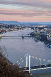 High angle view of bridge over river against sky