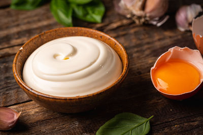 High angle view of food on table