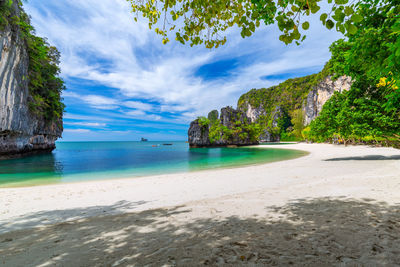 Scenic view of beach against sky