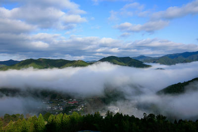 Scenic view of mountains against sky