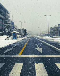 View of city street during winter