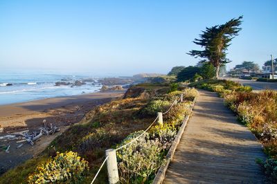 Scenic view of sea against clear sky